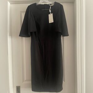 Grace Karin Elegant Black Midi Dress with Cape Sleeves